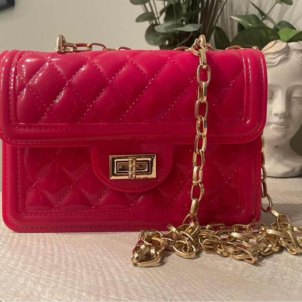 Chic Pink Quilted Jelly Chain Bag